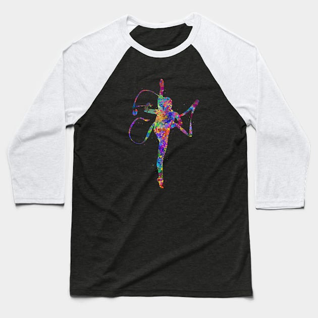 Rhythmic gymnastics watercolor art Baseball T-Shirt by Yahya Art